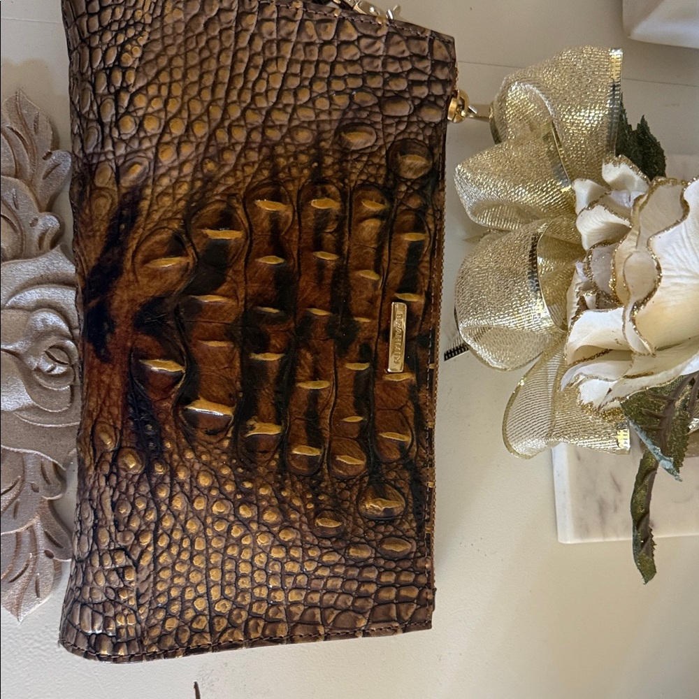 Brahmin Tan Crocodile Embossed Wallet